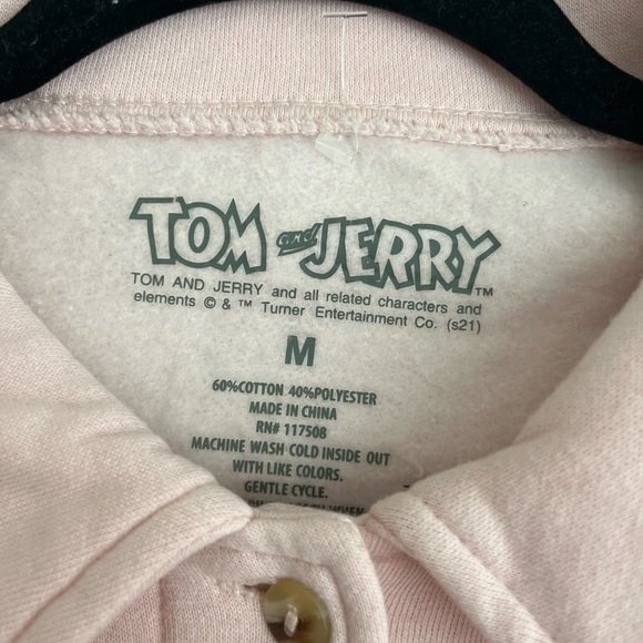 Tom & JERRY Women's Size Medium Pink Oversize Button Down Jacket - Picture 4 of 6